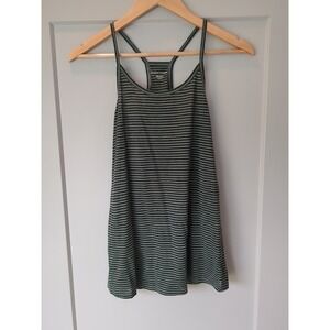 EILEEN FISHER 100% Organic Linen‎ Racerback Green Striped Tank Top Size XS